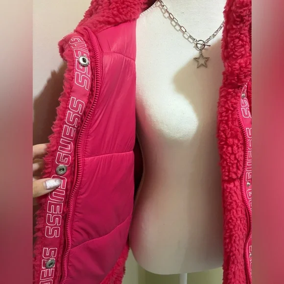 NWOT GUESS Charis Hot Pink Reversible Jacket - Picture 6 of 10